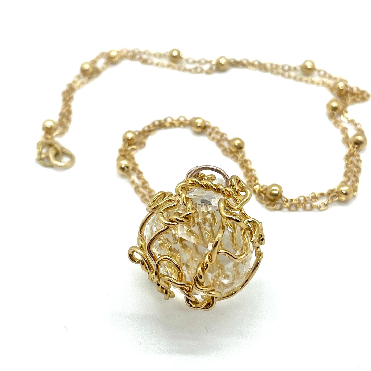 Collier BUBBLE cristal facetté muselé or