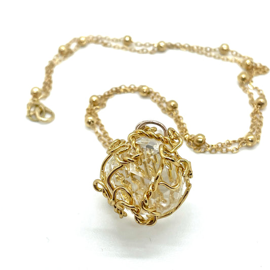 Collier BUBBLE cristal facetté muselé or