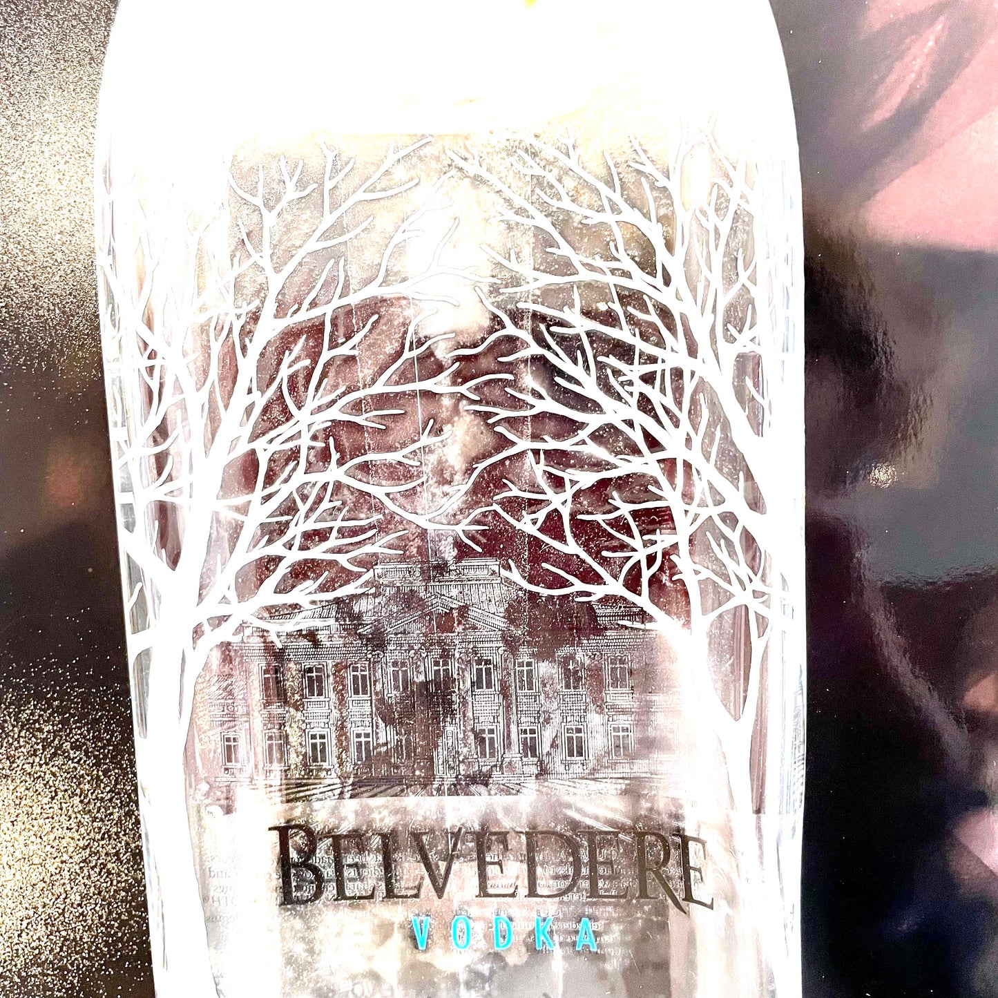 BOUTEILLE VODKA  VERRE FONDU