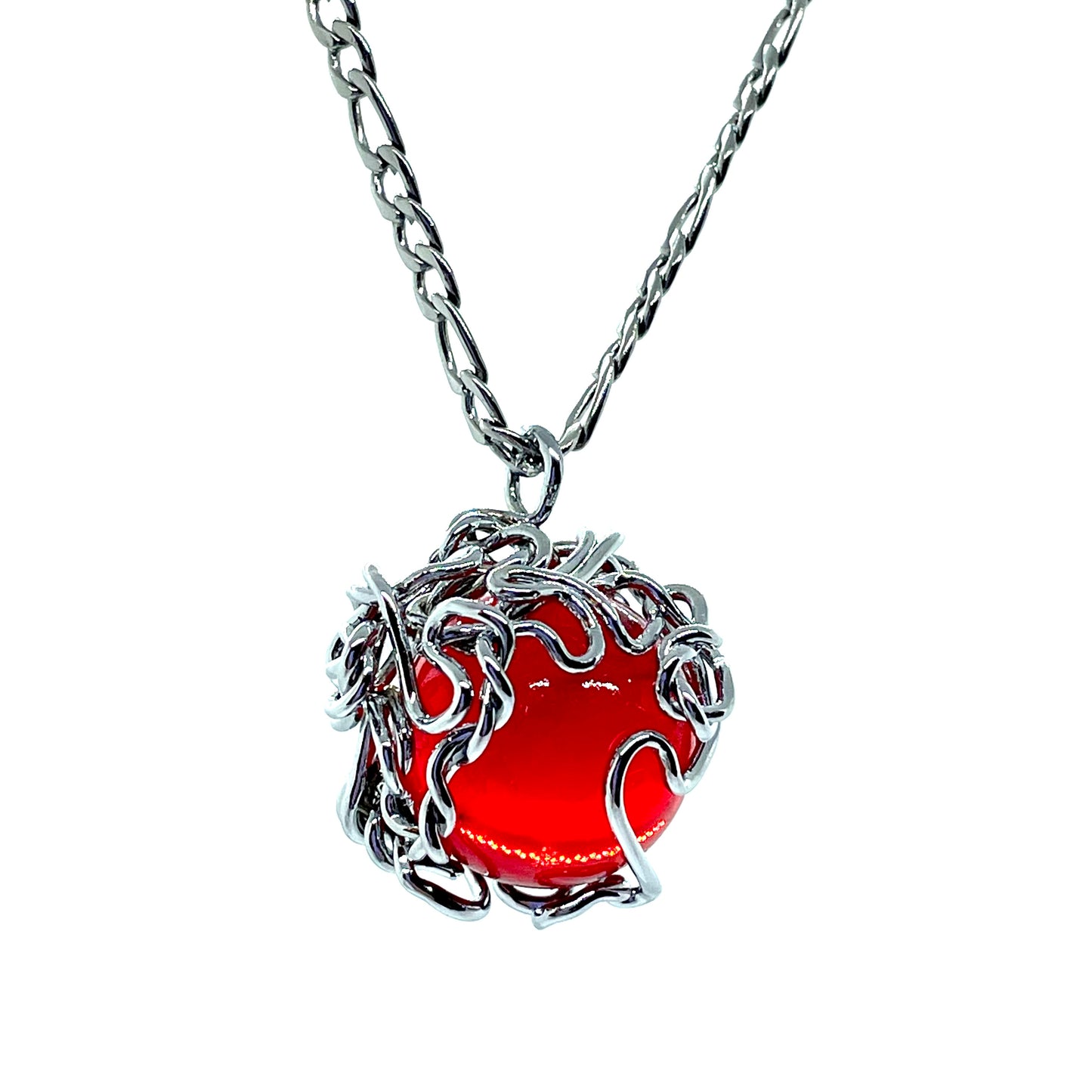 Collier BUBBLE avec cristal rouge version chrome