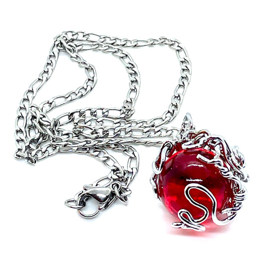 Collier BUBBLE avec cristal rouge version chrome