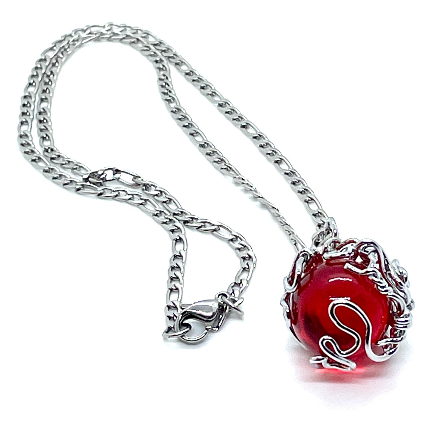 Collier BUBBLE avec cristal rouge version chrome