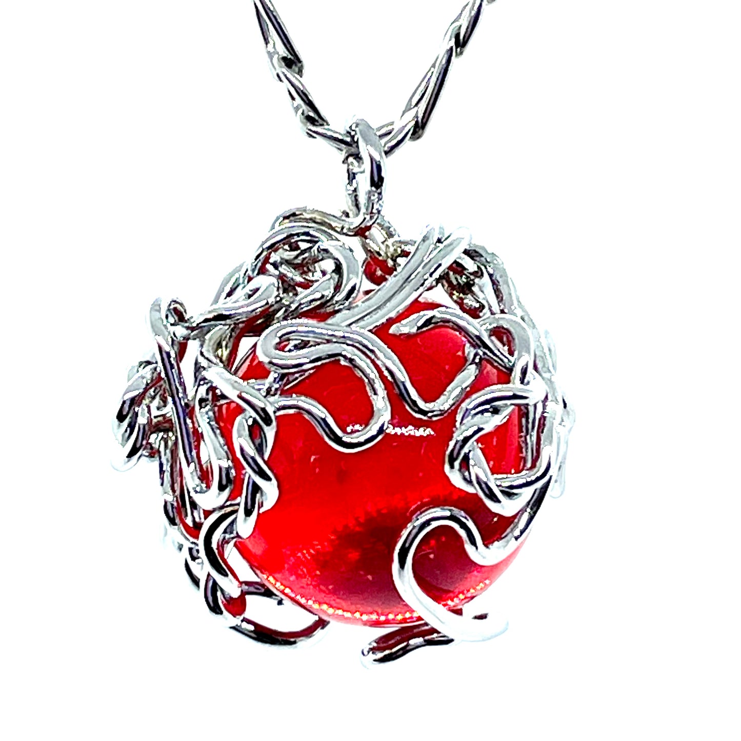 Collier BUBBLE avec cristal rouge version chrome