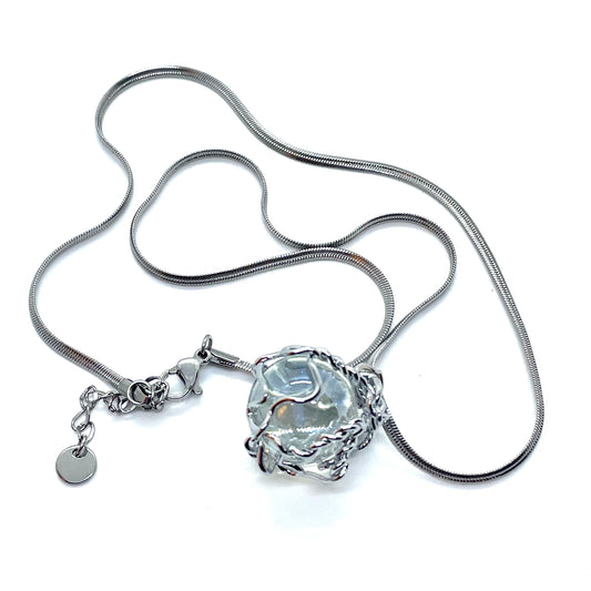 BUBBLE necklace white crystal muzzled chrome 