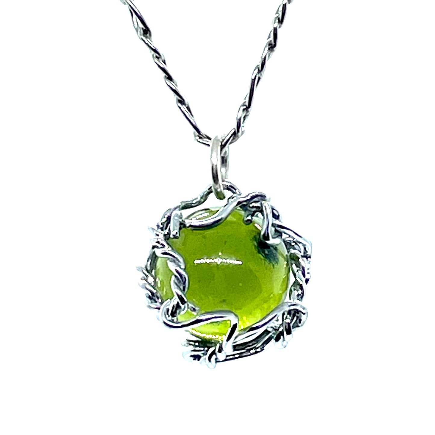 Collier BUBBLE cristal vert muselé chrome