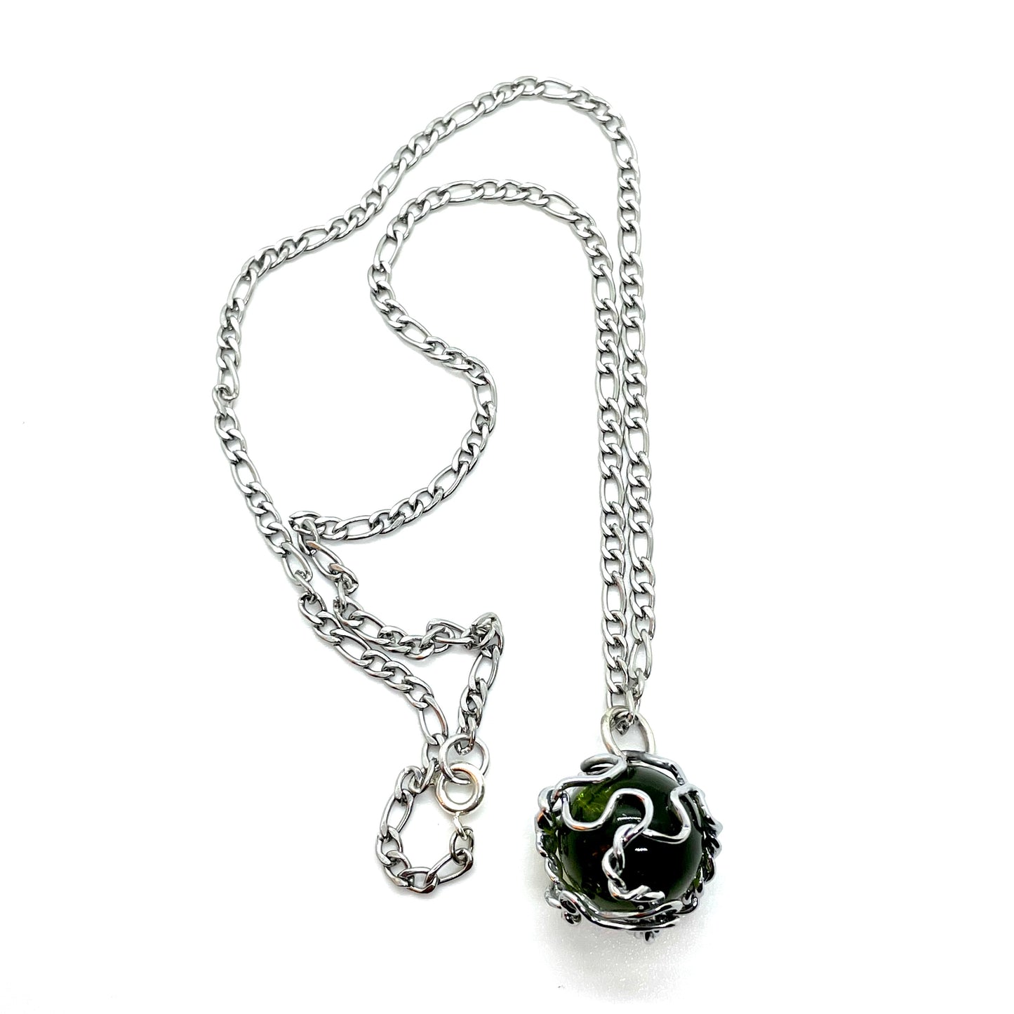 Collier BUBBLE cristal vert muselé chrome