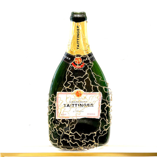 BOUTEILLE DE CHAMPAGNE EN VERRE FONDU Muselé or