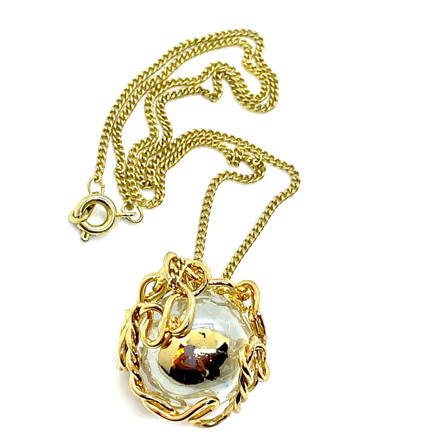BUBBLE-Halskette aus weißem Kristallgold 