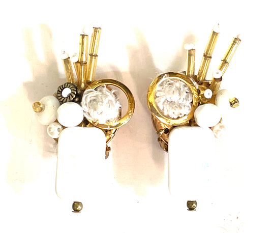WHITE clip earrings