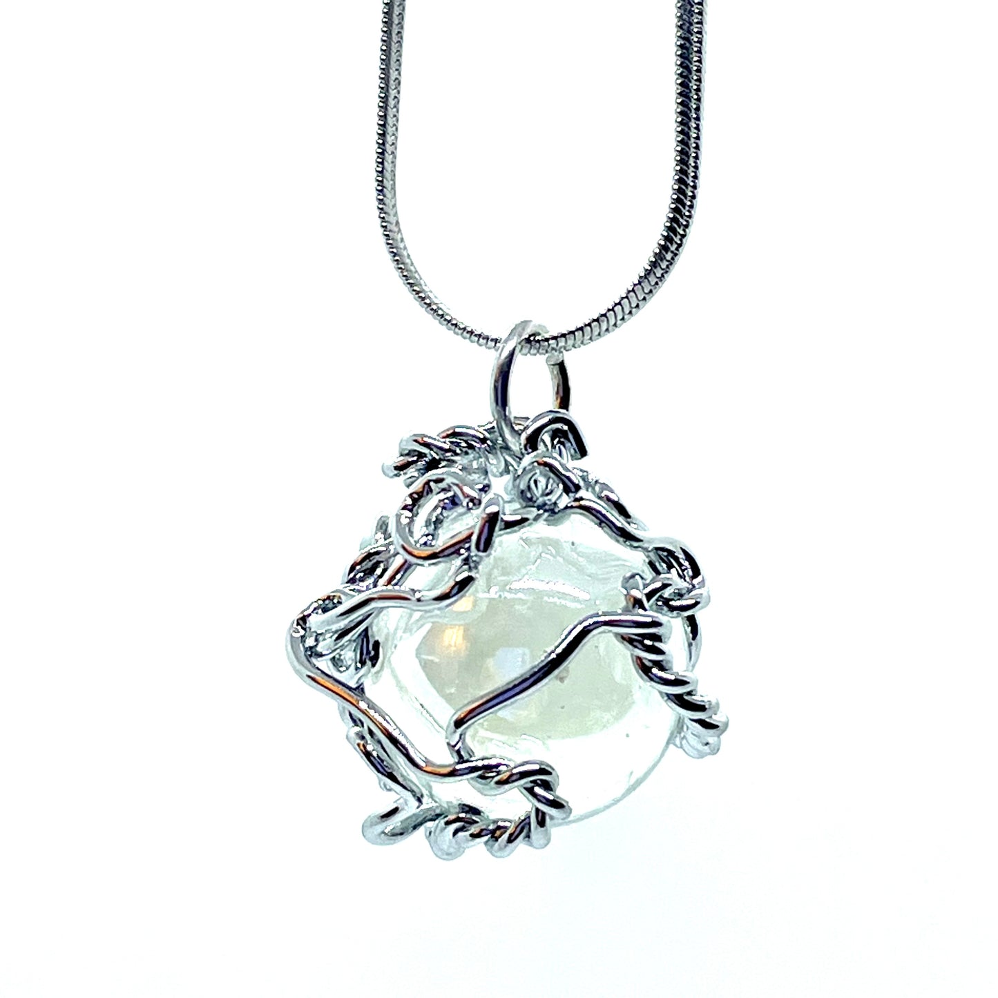 BUBBLE-Halskette aus weißem Kristall, verchromt 