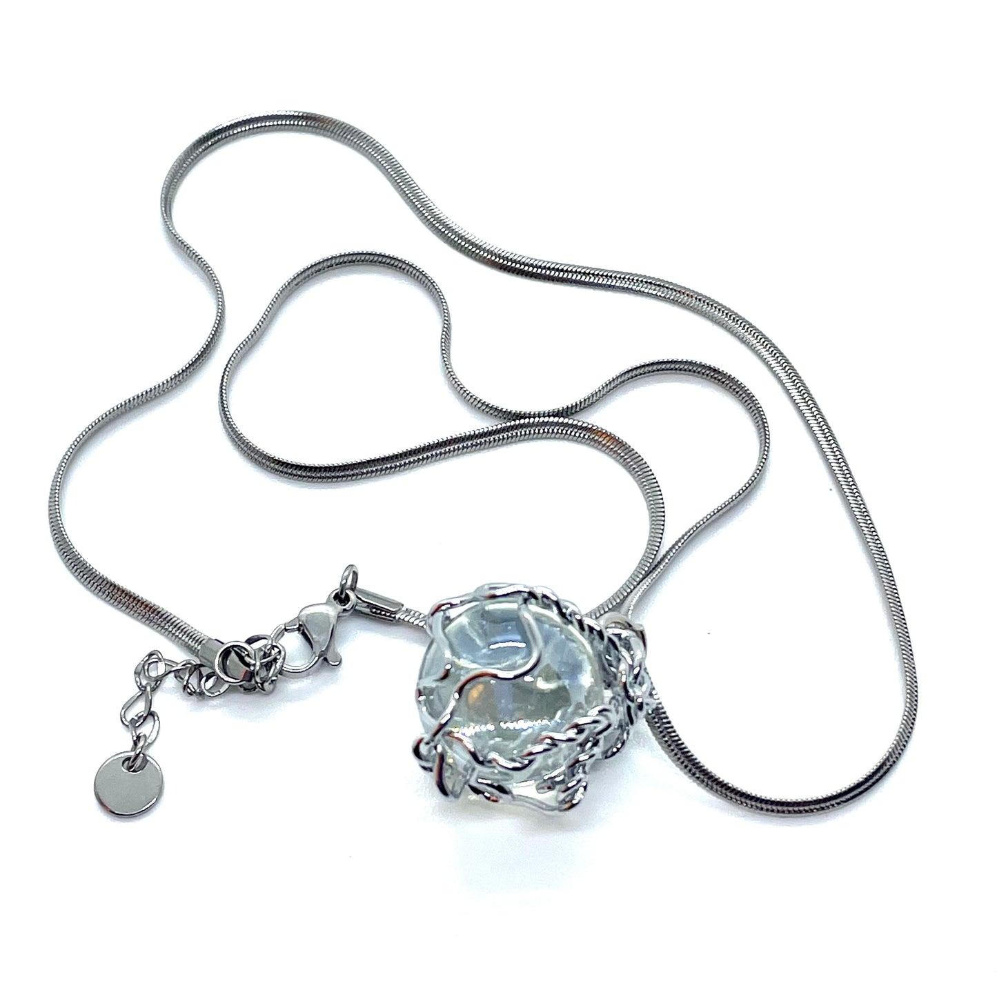 BUBBLE-Halskette aus weißem Kristall, verchromt 