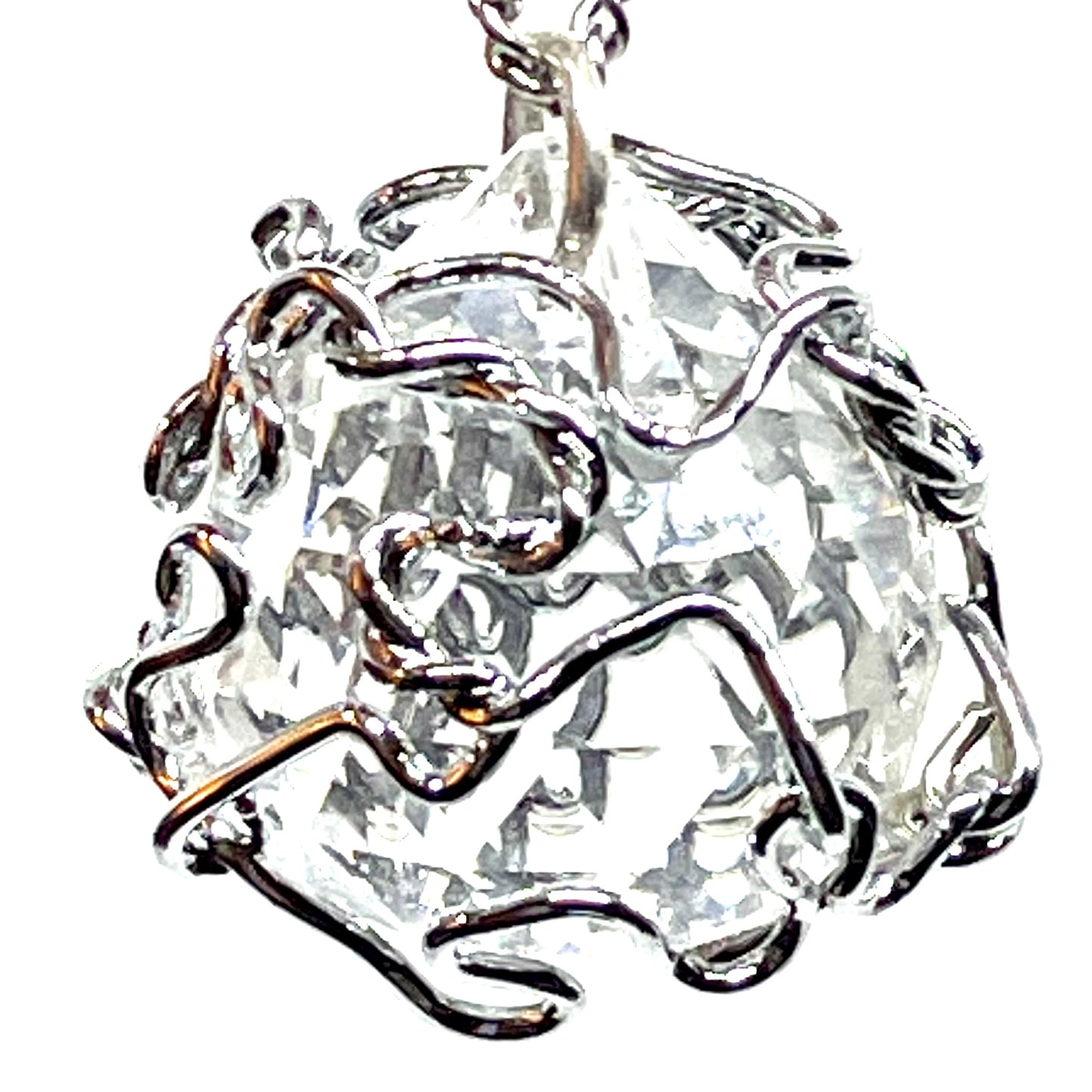 BUBBLE-Halskette mit facettiertem Kristall-Chrom-Maulkorb